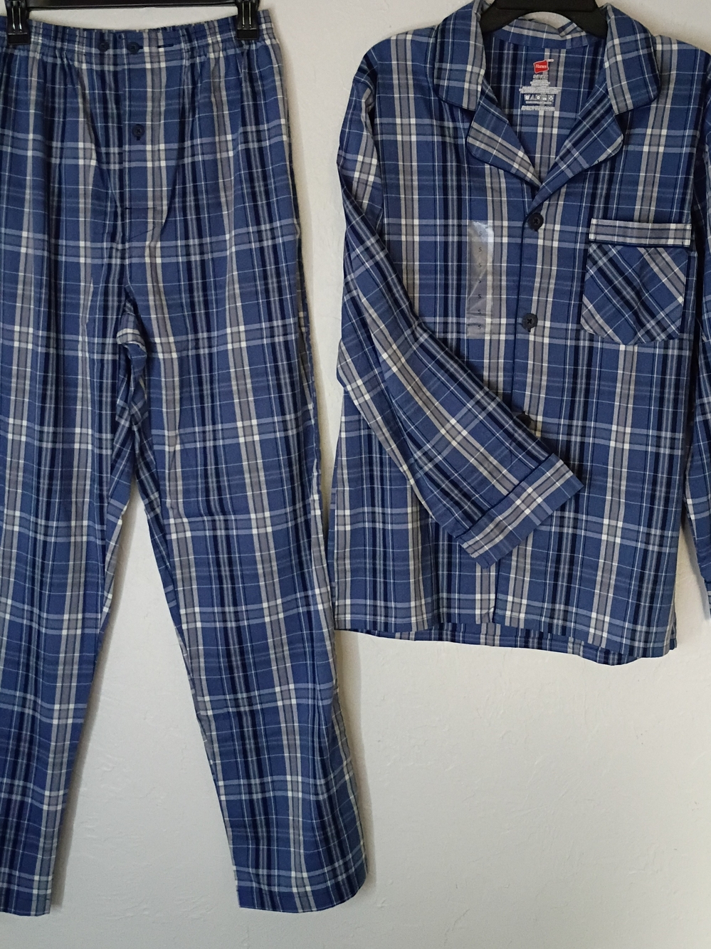 Hanes Blue Plaid Men’s Pajama Set